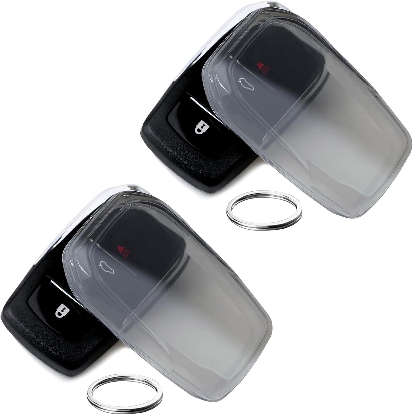 OLLEN Clear TPU Key Fob Cover, Fit for Toyota Camry 2025 2026, for Land Cruiser 2019-2026~, Compatible with Tundra 2022-2026~ etc, Car Key Protector, Grey, 2 Pcs