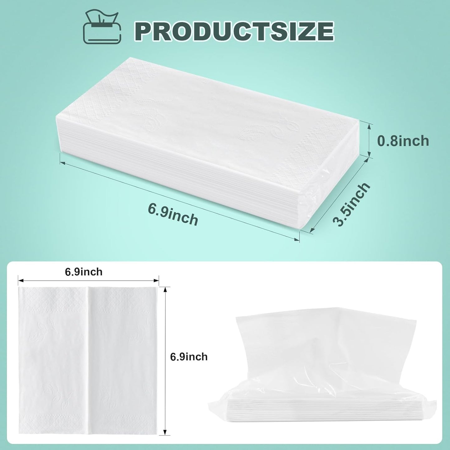 4-Ply Car Tissue Refills (960 Layers) - 8 Pack Travel Size Tissues, Soft & Strong Disposable Facial Tissues for Car, Office, Home - 240 Sheets