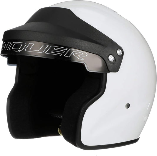 Conquer Snell SA2020 Approved Open Face Auto Racing Race Car Helmet - Adult | Men | Women | Youth - ( Black / White / Silver )
