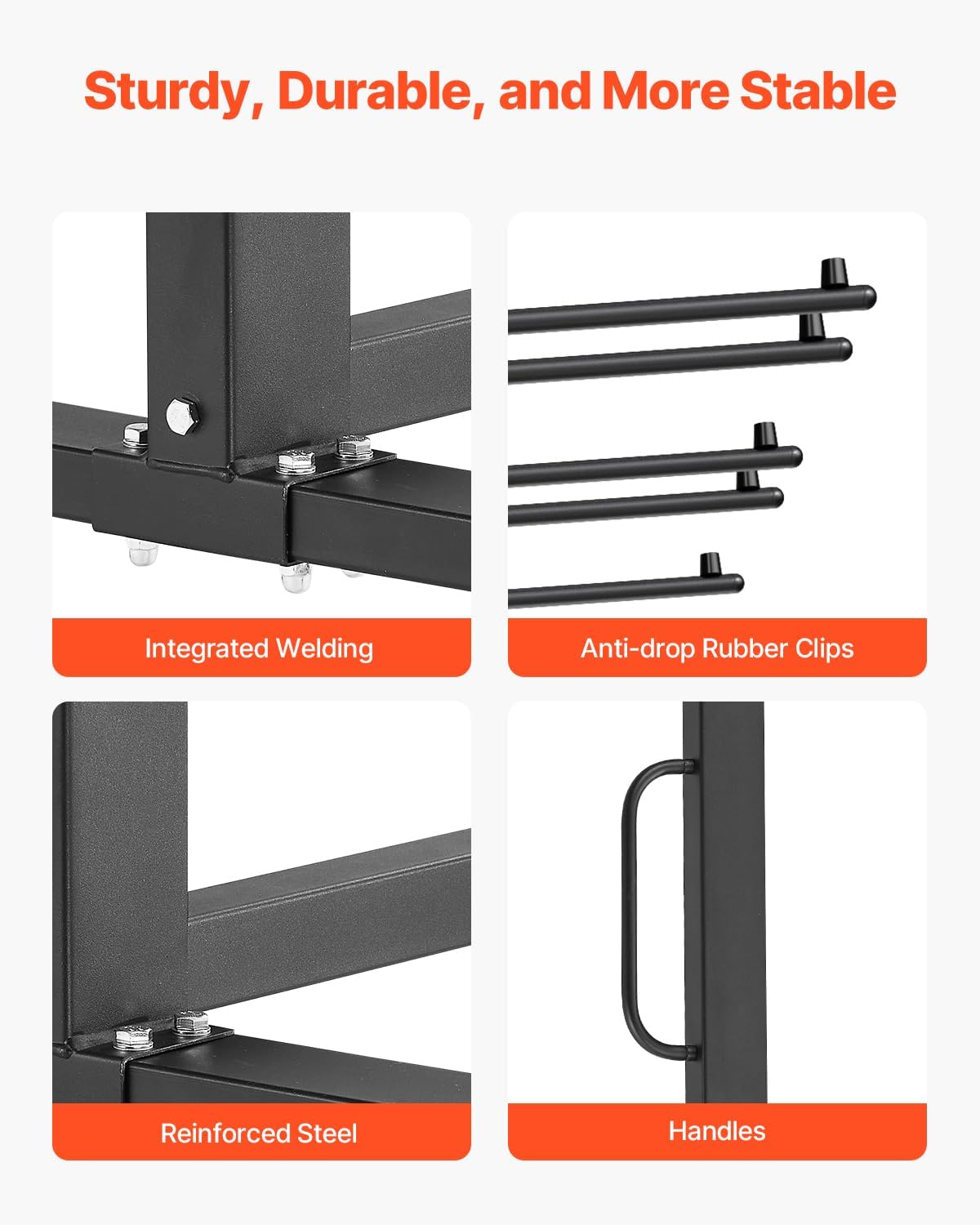 VEVOR Folding Chair Rack, 800 LBS Capacity, Heavy-Duty Chair Cart for 84 Chairs/ 12 Tables+42 Chairs, Dual-Layer Chair Storage Dolly with Rubber Wheels and Holders, Large Chair Holder, Matte Black