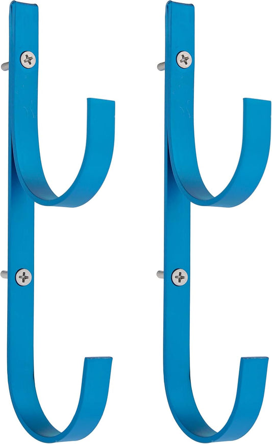 U.S. Pool Supply Pool Pole Hanger - 2 Blue Aluminum Pool Hooks for Poles - Equipment Fence Hook for Nets, Skimmers, Leaf Rakes, Vacuums, Vacuum Hoses, Telescopic - Attach Accessories, Holder Organizer