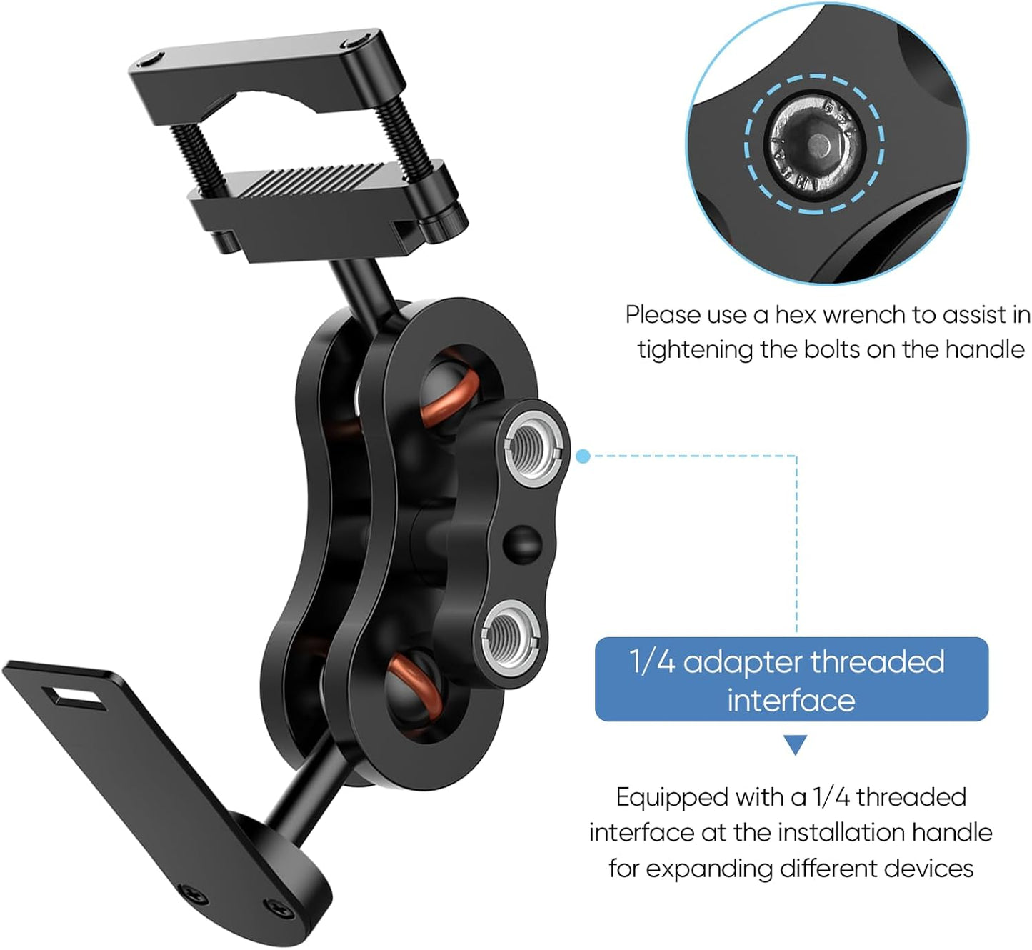 Radar Detector Mount Rearview Mirror Bracket,Aluminum Rearview Mirror Rod Mount Compatible for Uniden R7 R8 R8w (Only for R7 R8 R8w Radar Detector)