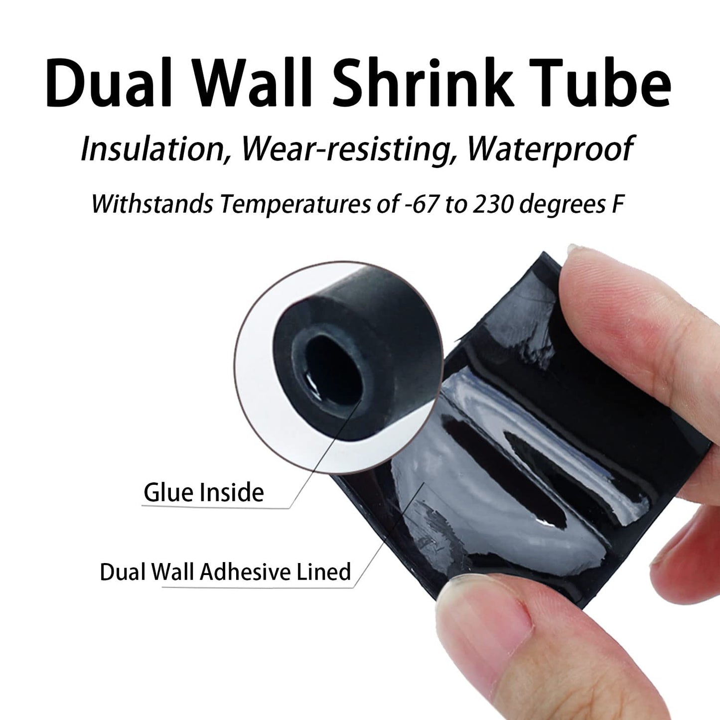 3:1 Ratio Heat Shrink Tubing Roll Adhesive Lined Industrial Marine Grade Dual Wall Heat Shrink Tube Waterproof and Sealed Black (1-1/2 inches(40 mm), 10 Feet)