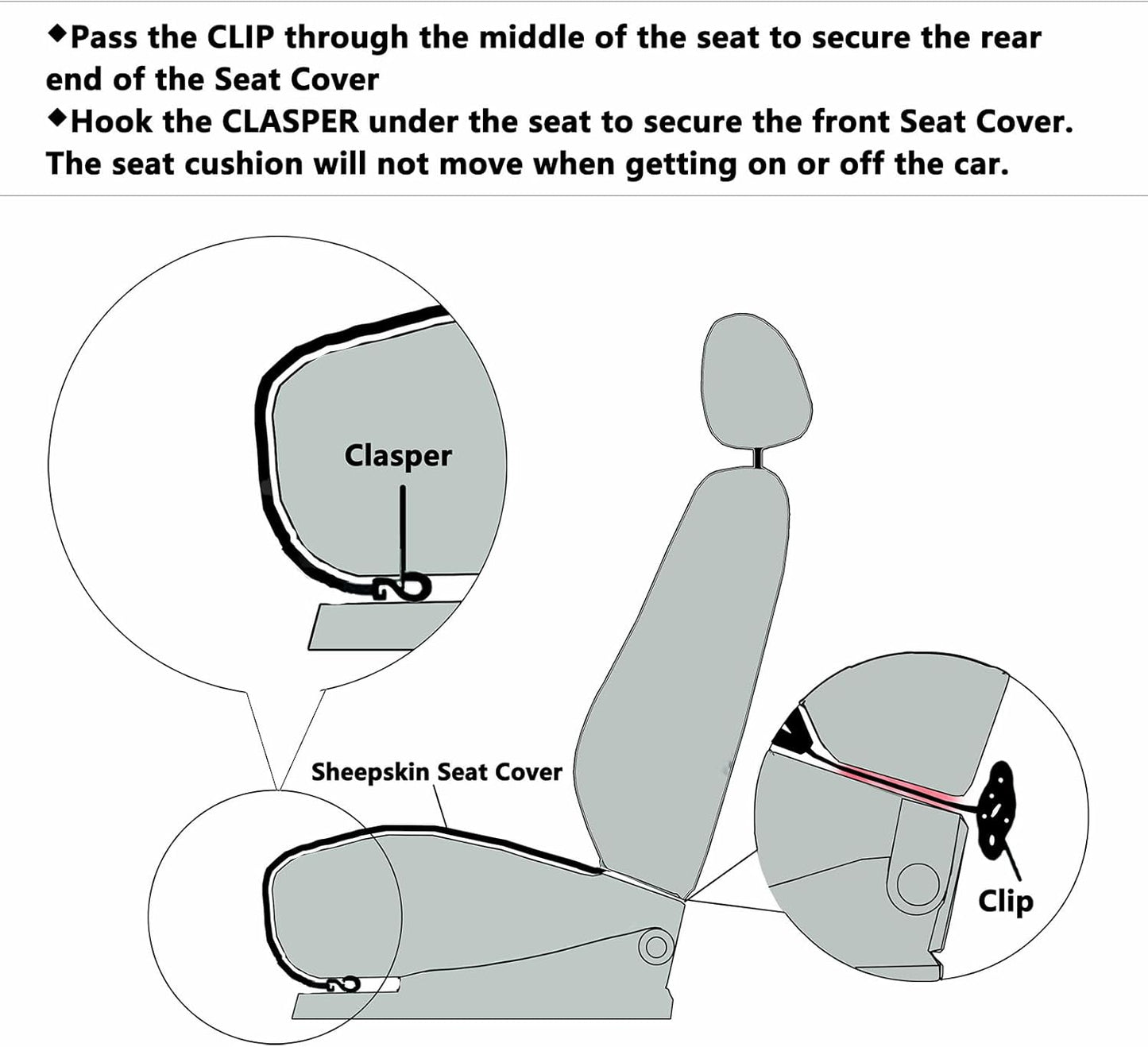 20inchs Fluffy Genuine Australia Warm Sheepskin Car Seat Cover for Auto Interior Accessories with Soft Fuzzy Wool Fur Non-Slip (Carbon Black, Front 20 * 20inchs)