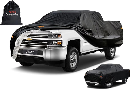 Kayme Truck Cover Custom Fit Chevrolet Silverado 2500HD(2007-2014) Extended Cab LB. Full Exterior Heavy Duty Outdoor Pickup Truck Car Cover Waterproof All Weather.Car Tarp for Sun Dust Protection.