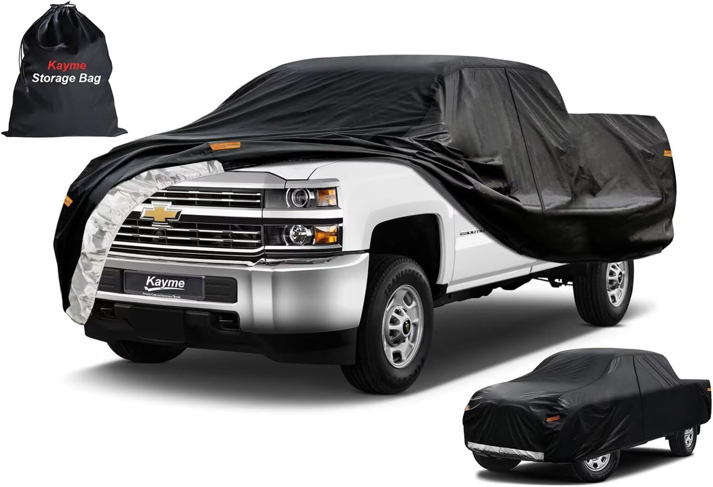 Kayme Truck Cover Custom Fit Chevrolet Silverado 2500HD(2020-2025) Regular Cab LB. Full Exterior Heavy Duty Outdoor Pickup Truck Car Cover Waterproof All Weather.Car Tarp for Sun Dust Protection.
