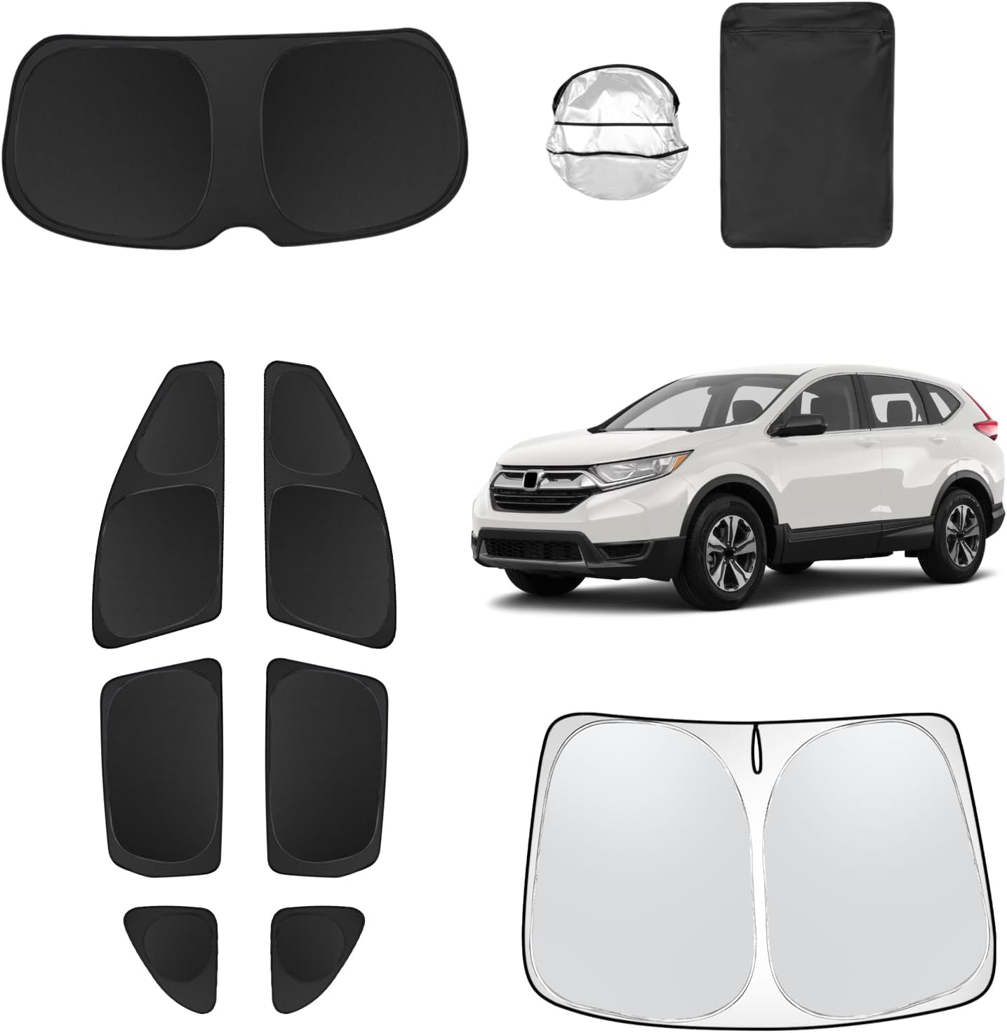 8pcs Car Window Shades for Honda CR-V CRV 2017-2022 Accessories,Windshield Side Rear Full Sunshade,Sun Visor UV Blocking, Privacy Protection and Blackout for Camping Outdoor