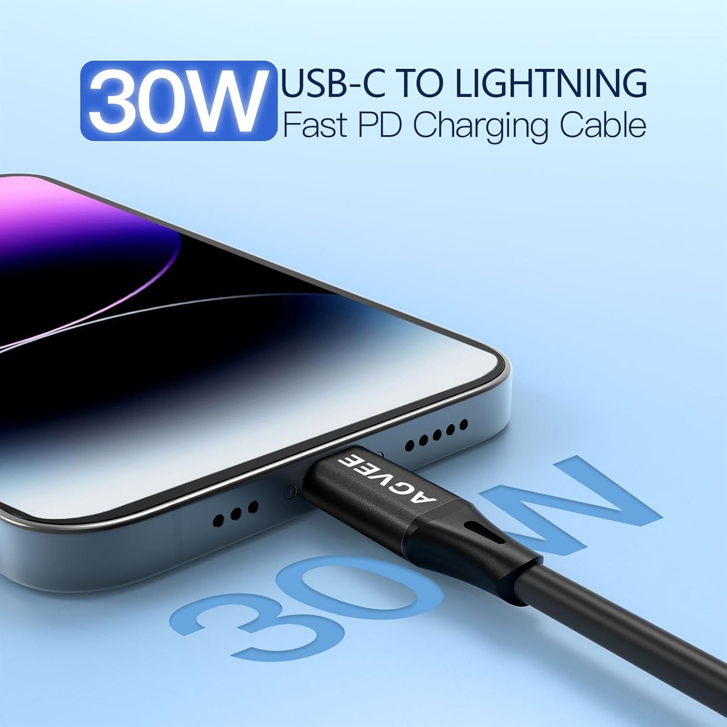 AGVEE 2 Pack 5ft Coiled Short USB to Lightning Charging Cable [MFI Certified] 3A Fast Charger Cord in Car for iPhone 14/13/12/11/XS/8/7/6/5 CarPlay, iPad, iPod, Black