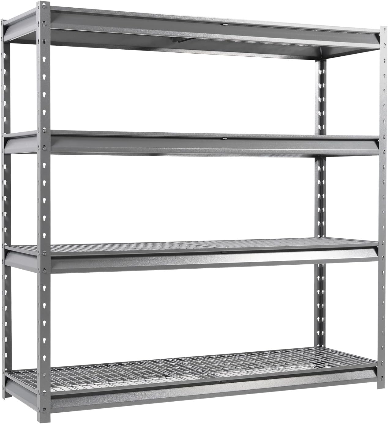 The Atlas 72" W Heavy Duty Garage Shelving Load 8000 Lbs, 4 Tier Metal Storage Shelves, Adjustable Industrial Steel Rack for Warehouse Basement Shop, 72" W x 24" D x 72" H, Grey