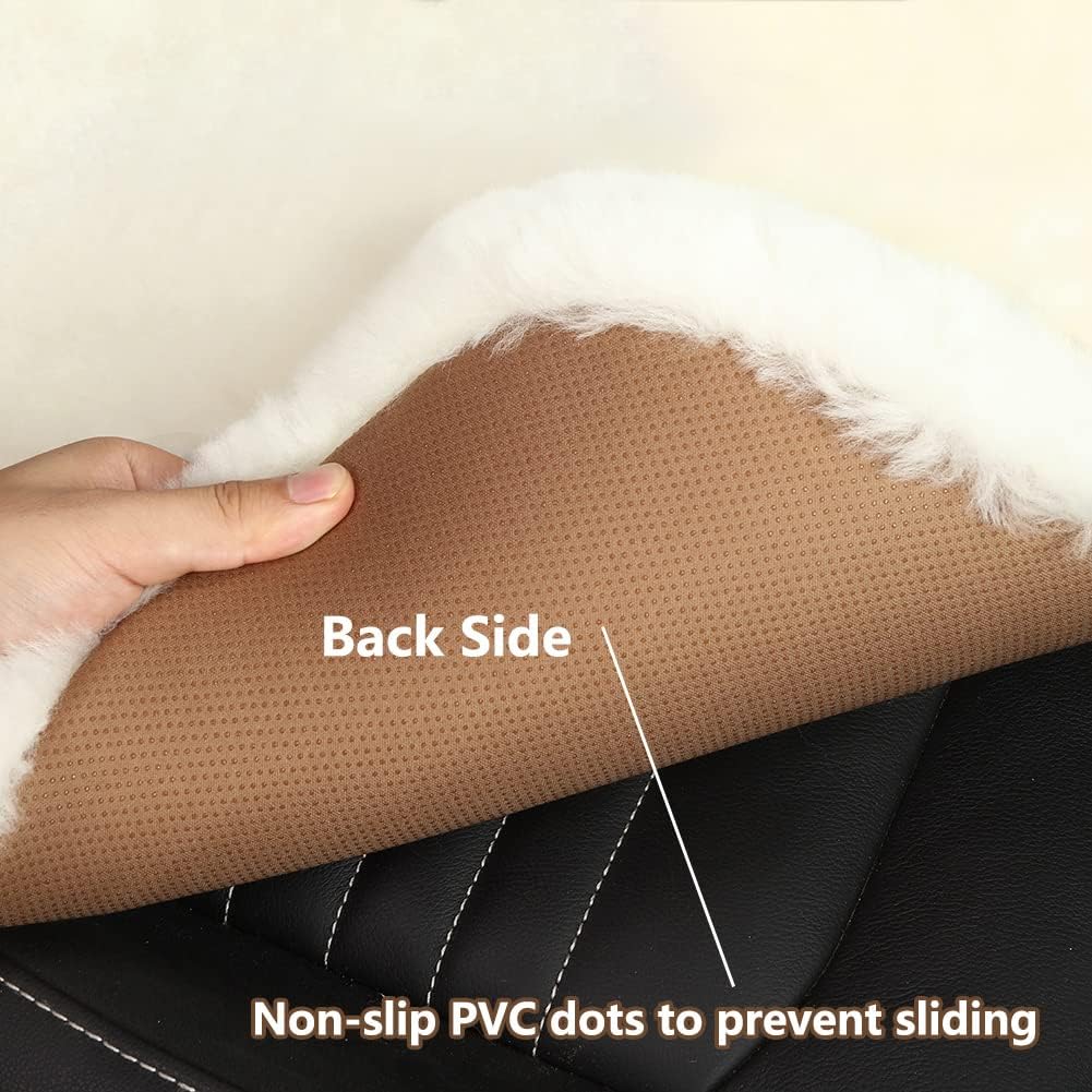 LLB Genuine Sheepskin Car Seat Cushion Seat Covers for Cars Trucks SUV Comfort Seat Protector Pad for Car Driver Seat Car Accessories (Grey, 2 Front Seat Cushions & Bench Seat Cushion-3 Pcs)