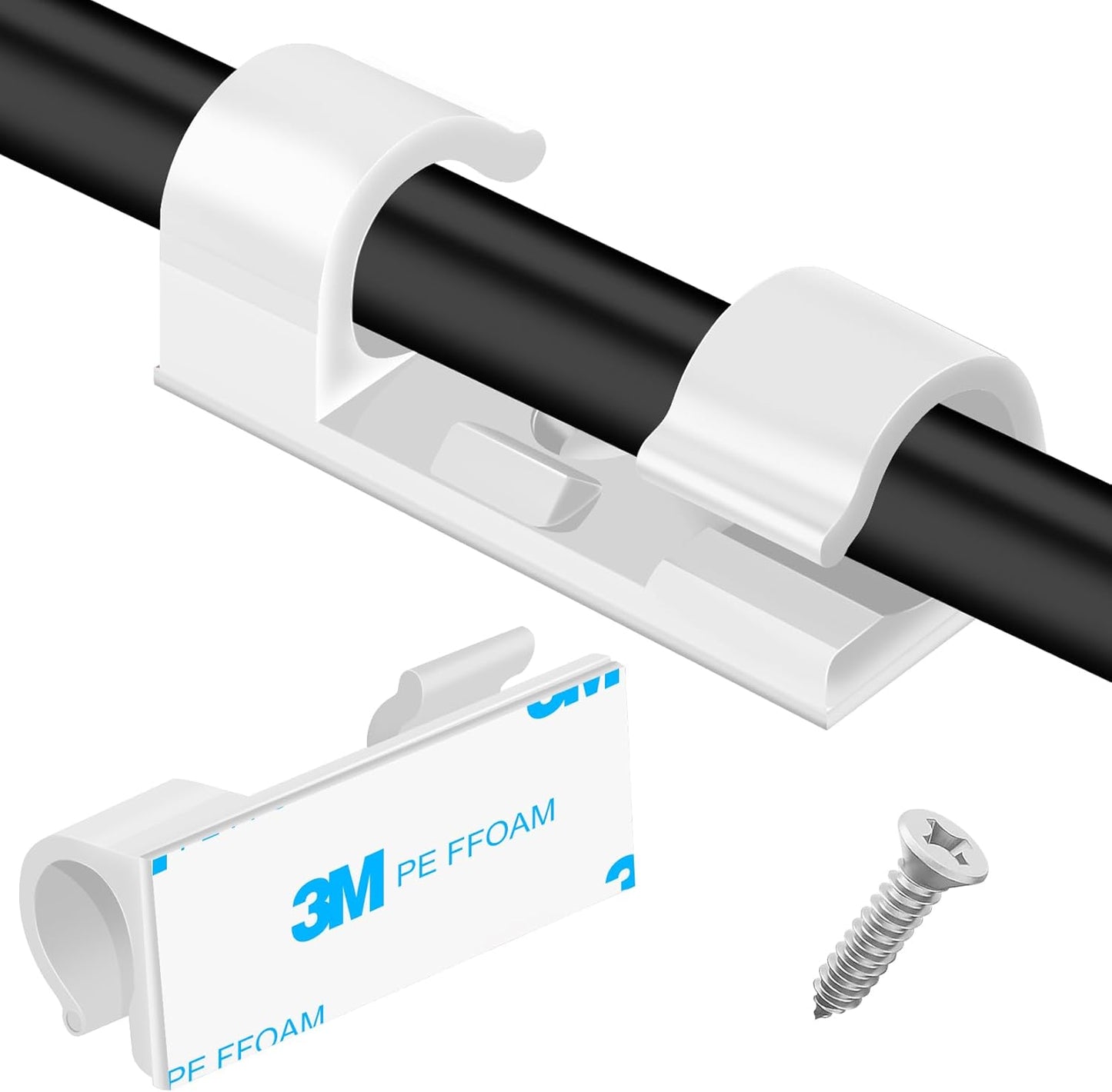 XHF 35pcs Large Self Adhesive Cable Clips White,Wire Clips Cable Management Wire Organizer Cord Holder for Under Desk, Car, Wall, TV PC Ethernet Cable