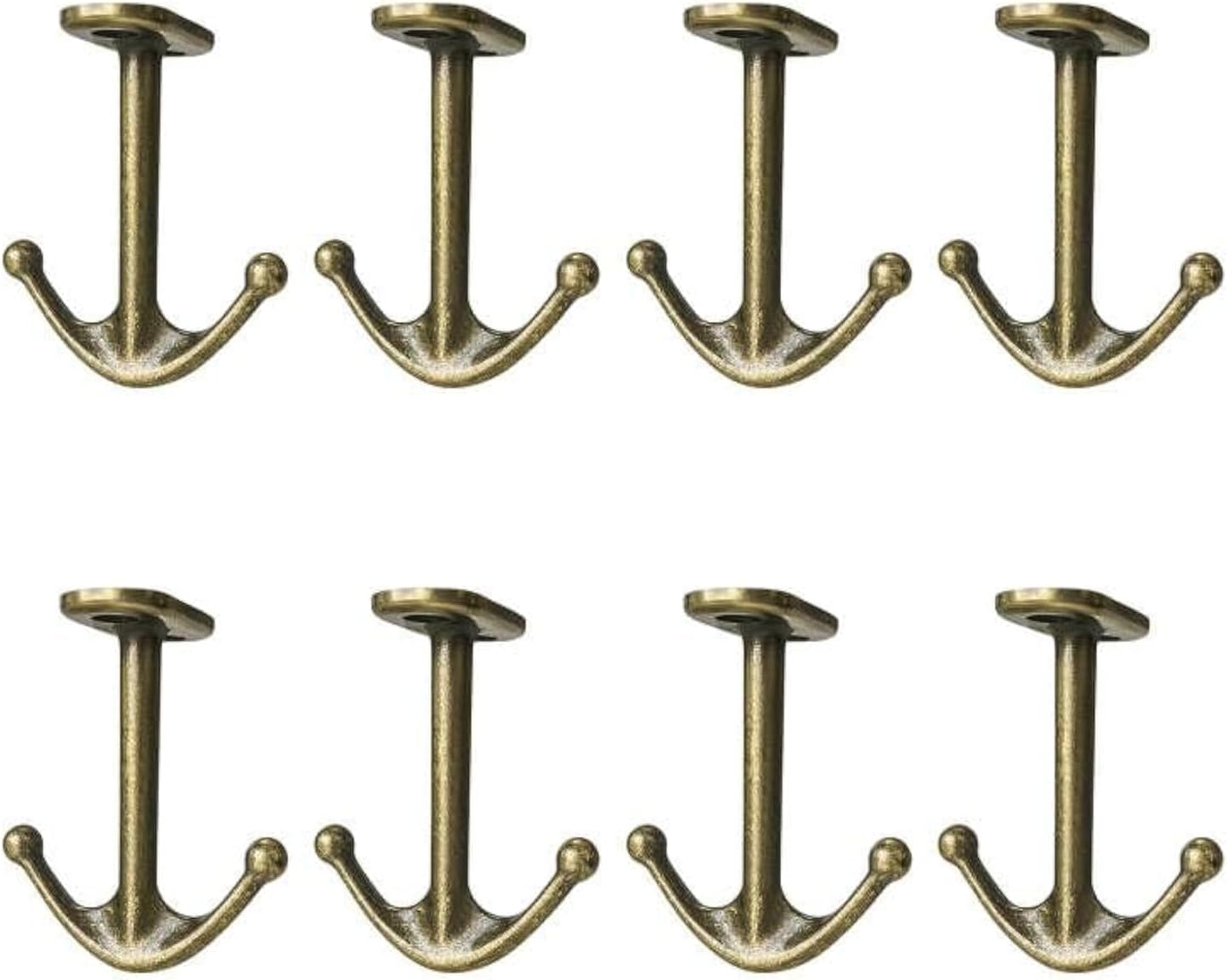 Ball Two Prong Ceiling Hook for Closet Top Bathroom Kitchen Cabinet Garage Pack of 8 (Bronze)