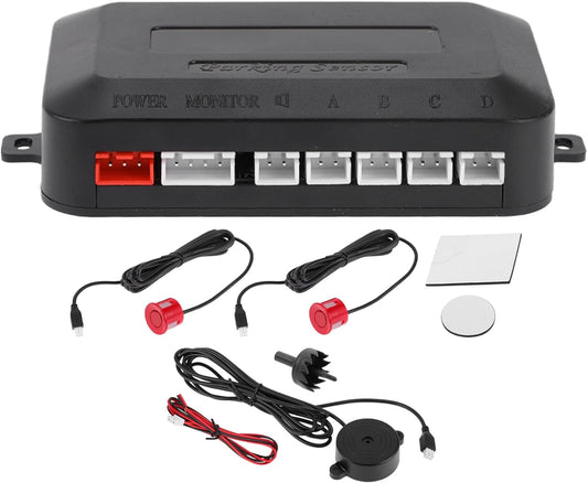 Motoforti Universal Car Auto Vehicle Reverse Backup Radar System Reverse Parking Sensors Alarm Buzzer Reminder Distance Detection Red 2 Parking Sensors