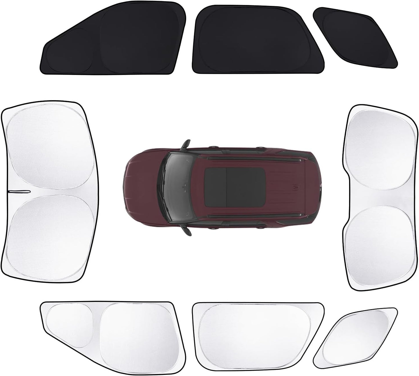 8pcs Car Window Shades for Ford Explorer SUV 2011-2019 Accessories,Windshield Side Rear Full Sunshade,Sun Visor UV Blocking, Privacy Protection and Blackout for Camping Outdoor