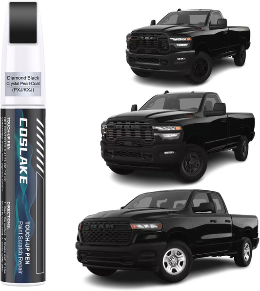 Car Touch Up Paint(Diamond Black Crystal Pearl-Coat(PXJ/KXJ)) for Dodge Ram, Car Paint Scratch Repair Kit, Quick & Easy Solution to Repair, 2 in 1 Scratch Remover Pen with 2PCS Disposable Micro Applicators