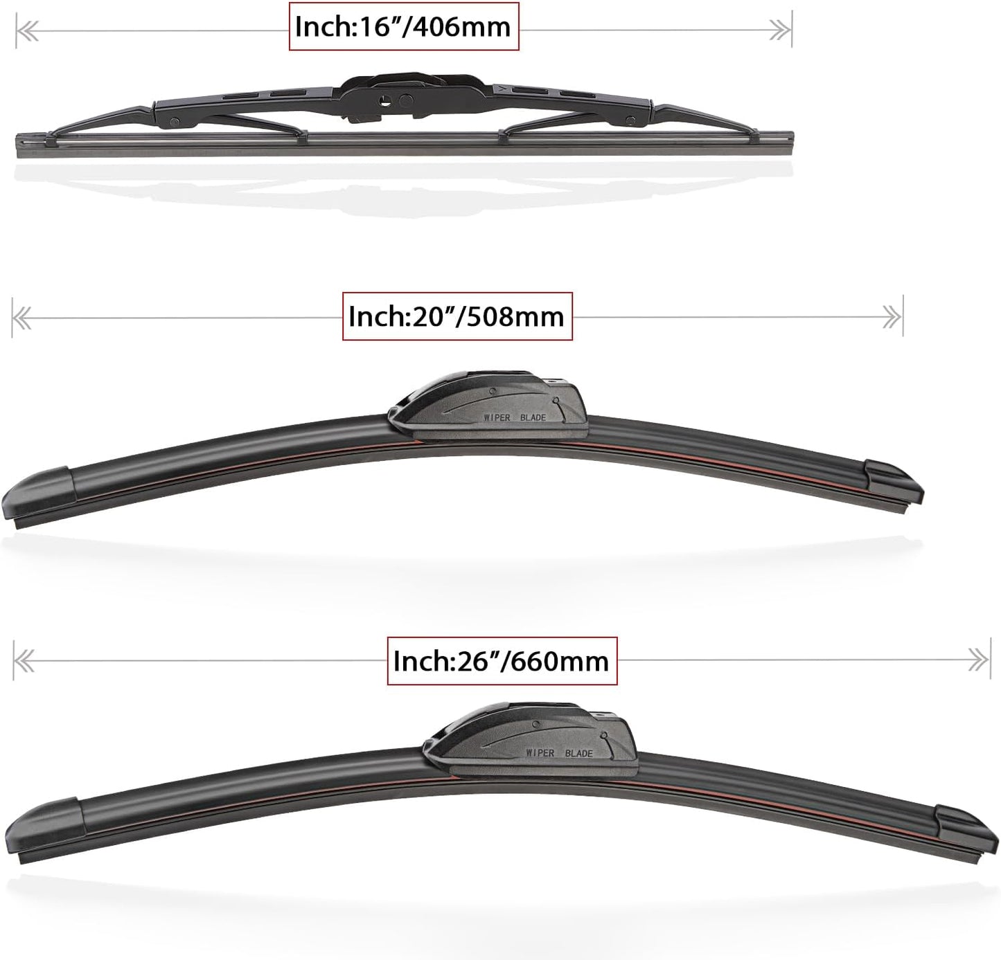 Windshield Wiper Blades Replacement for Dodge Grand Caravan 2008 2009 2010 2011 2012 2013 2014-2019 Original Factory Quality Front Rear Wipers Blade Set for Car - 26" 20" 16" (Piece of 3)