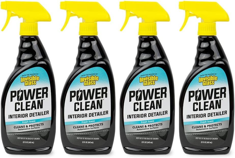 Invisible Glass 92024-4PK Power Clean Automotive Interior Detailer Cleaner Protectant and Conditioner to Restore Interior Surfaces Prevent Fading, 22 Fl Oz, Pack of 4