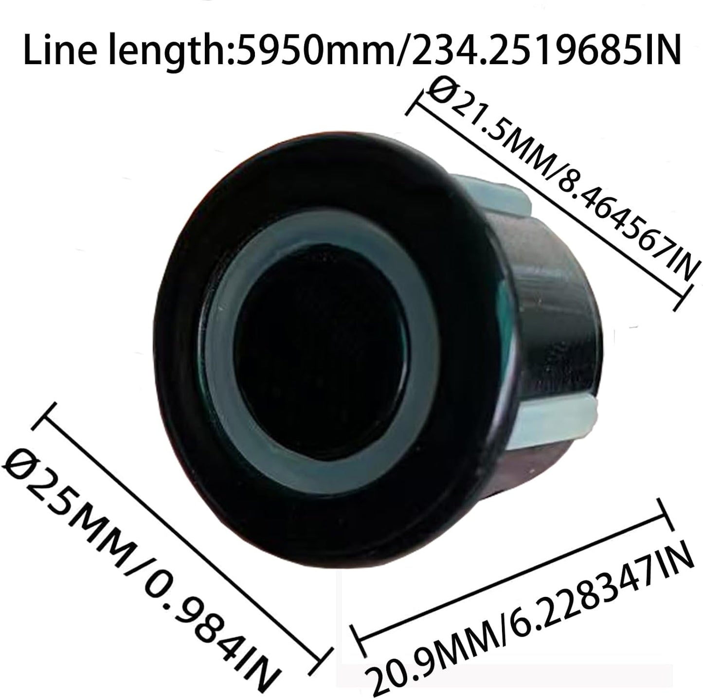 Pickup Truck Backup Radar System - Four 5.95m Sensors for Rear Installation, Compatible with Front Bumper Mounting - Enhance Safety & Visibility（Black）