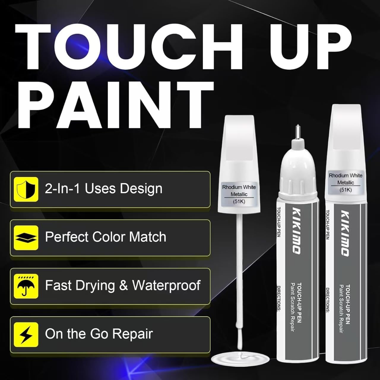 KIKIMO for Mazda Touch Up Paint(Polymetal Gray Metallic(47C)), Car Paint Repair Kit for Mazda, 2 In 1 Scratches Repair with Pen Tip and Brush, Color-Matched for Quick & Easy Fix