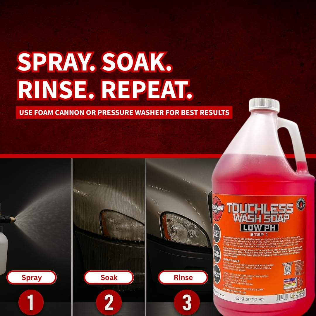 Renegade Products USA - Touchless 2-Step Truck Wash Soap System, Scrub Free Truck Cleaner for Big Rigs