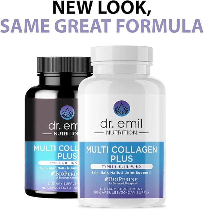 DR. EMIL NUTRITION Women's Multi Collagen Pills | Collagen Supplements | Support Hair, Skin, Nails & Joints | Hydrolyzed Collagen Supplements | Types I, II, III, V & X | 90 Capsules