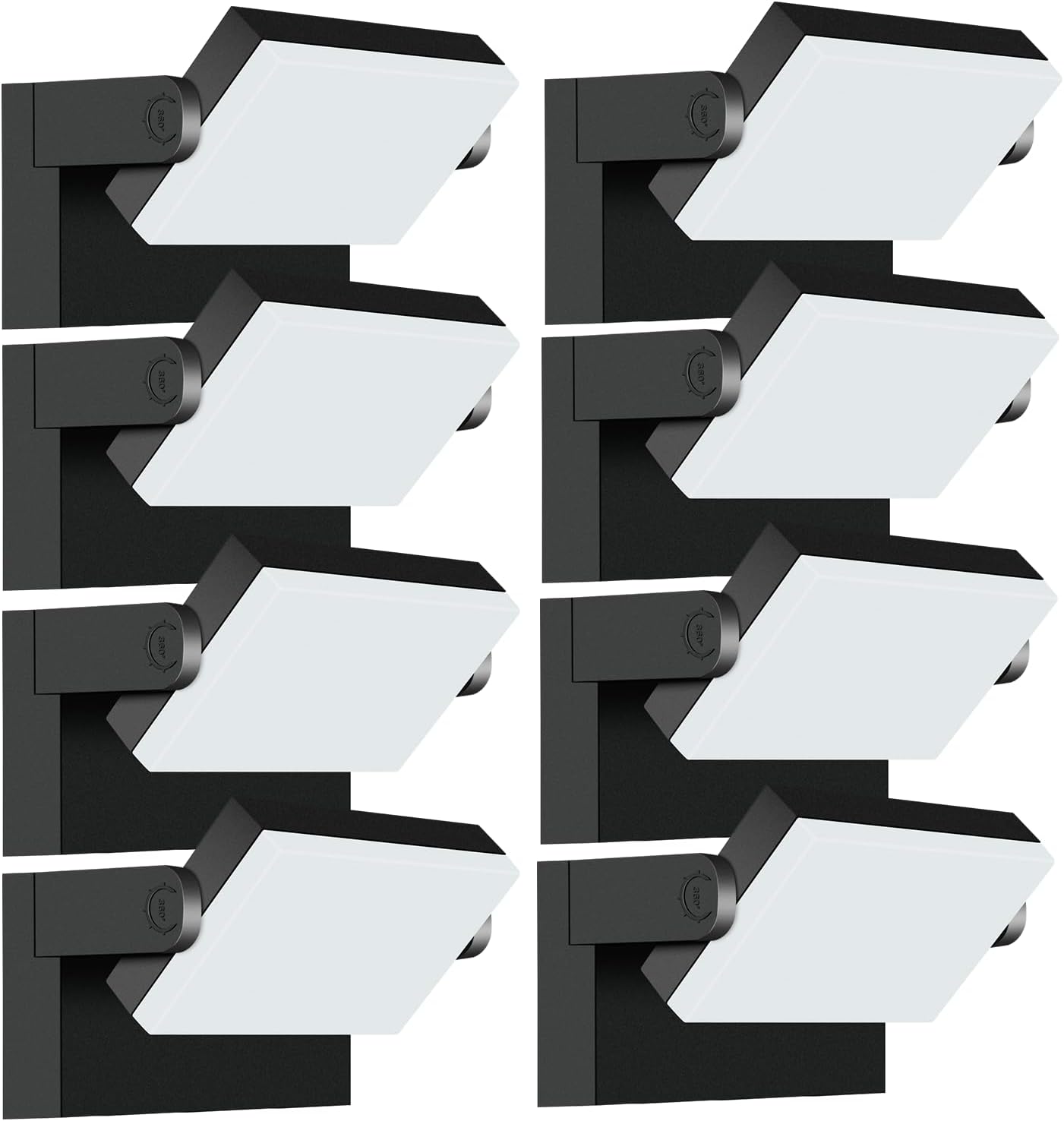 40W Outdoor Flood Light, 5000K 360° Rotating LED Wall Light, IP66 Waterproof Square Exterior Wall Pack Wall Mount Fixture Commercial Security Lighting for Garage House (8 Pack)