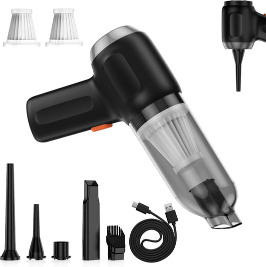 Fanisic Mini Car Vacuum, Cordless Handheld Vacuum Cleaner Rechargeable, 15000PA Strong Suction, 3 in1 Dust Buster/Air Blower/Hand Pump for Car/Keyboard/Home/Office, Inflate/Deflate Swim Ring