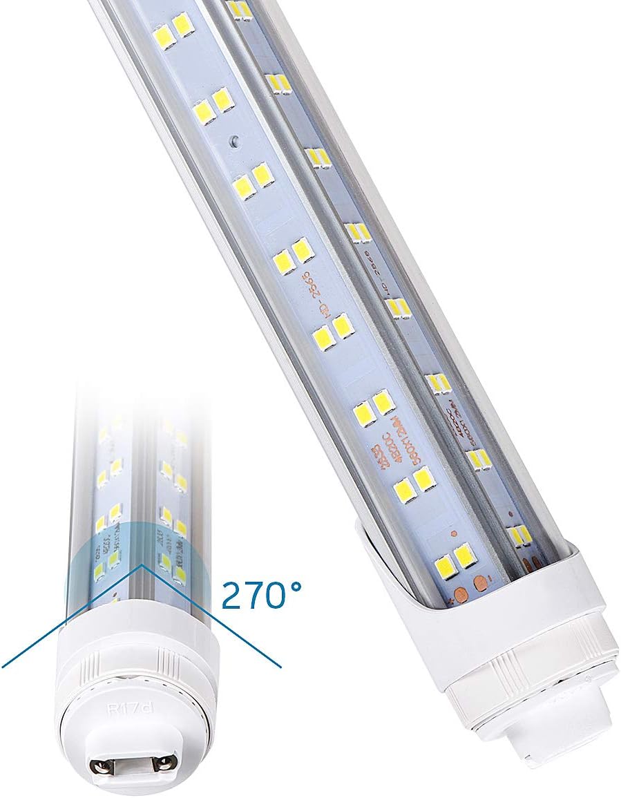 R17D 10PCS 8ft LED Tube Light - 8 Foot Led Bulbs, 96'' - 15000LM, 144W, Cold White 6000K, Clear Lens