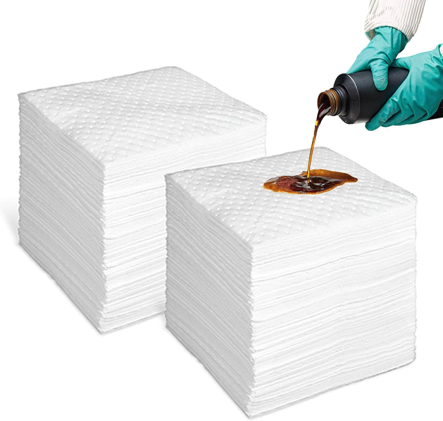 Smaafit 15"x18" Oil Absorbent Pads 200 Pack - Heavyweight Polypropylene Mats for Garage Floor & Marine, 24oz/Pad, 30 Gal Total, Tear-Resistant, Floatable