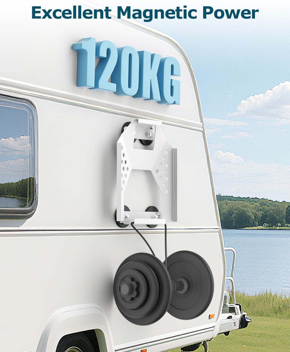 Starlink Mini Car Roof Mount, Starlink Mini Magnetic Mount for Car, 264lbs Heavy Duty Magnet, 4-Side Protection Magnetic Quick Release Sunroof Suction Cup Mounting Kit for Travel RV Accessories White