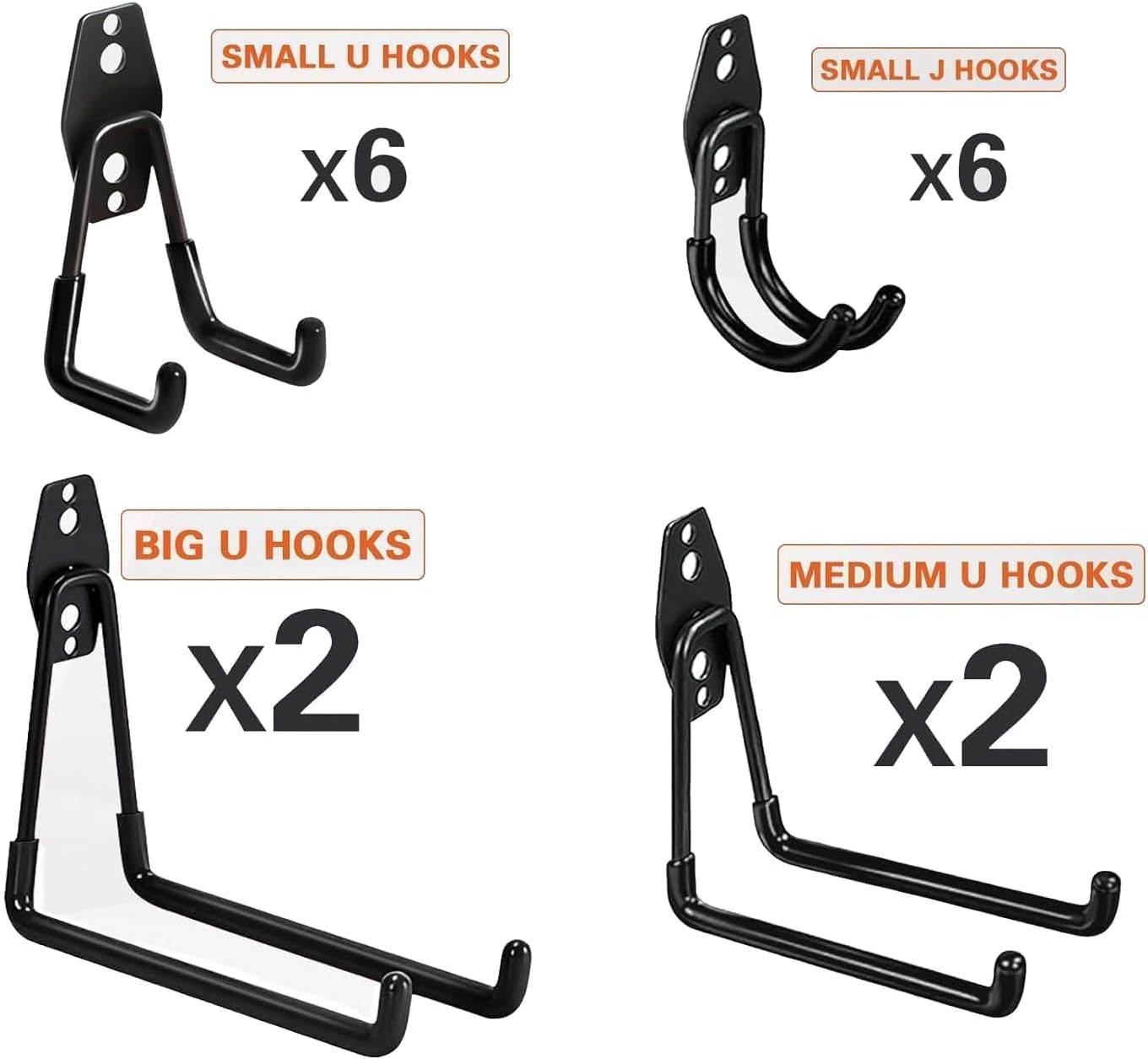 Garage Hooks,16 Pack Garage Hooks Heavy Duty,Utility Steel Garage Storage Hooks,Wall Mount Garage Hanger&Organizer for Organizing Power Tools,Ladders,Bulk Items,Bikes,Ropes and More Equipment