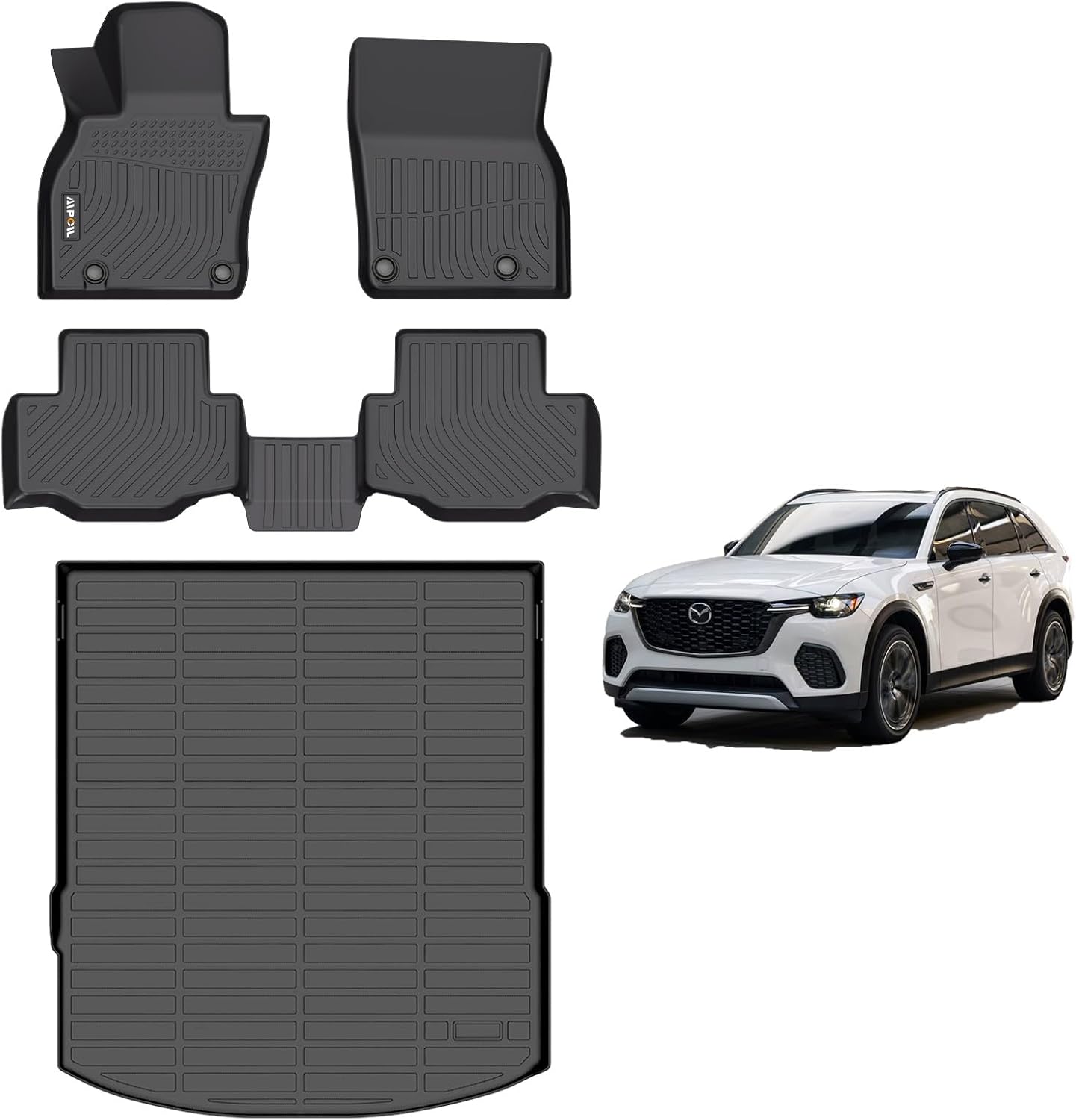 AIPOIL® Floor Mats & Cargo Liner Set for 2025 Mazda CX-70 & CX-70 PHEV All Weather Protection Full Set Automobile mats Accessories, Black
