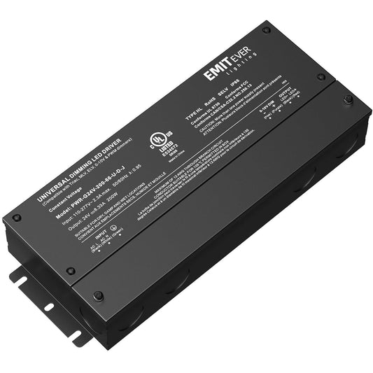 EMITEVER Dimmable Led Driver, 200W AC 110V-277V to DC 24V Transformer, 5-in-1 Dimming: ELV/MLV/TRIAC / 0-10V / 1-10V / 10V PWM/Potentiometer, Waterproof IP67 and UL Listed