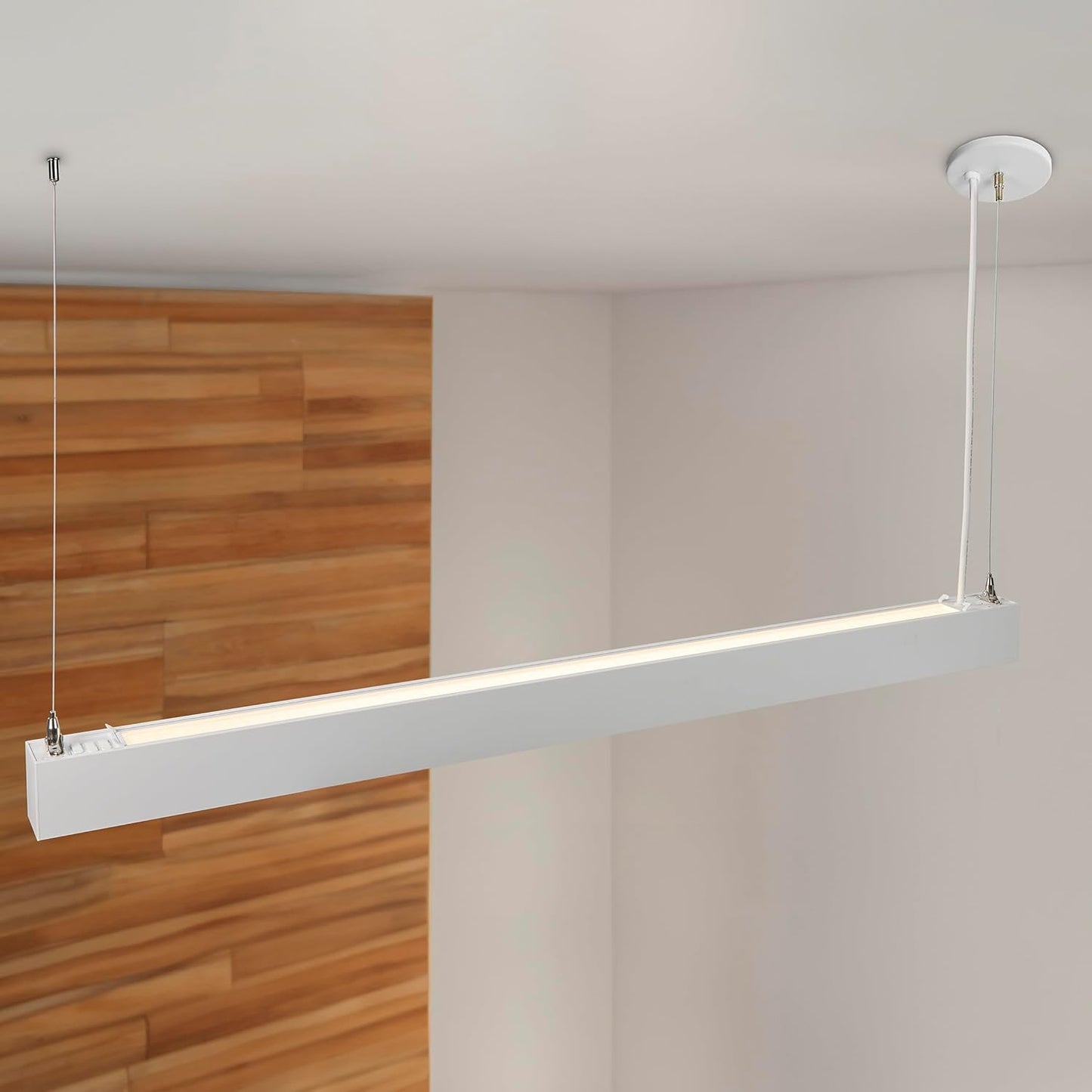 Maxxima 4 ft. LED Linear Light, Up and Down Adjustable Light Output, 3 CCT 3500K/4000K/5000K, Commercial and Residential 36W Suspension Pendant, Ideal for Office, Home, Shop, Garage, School