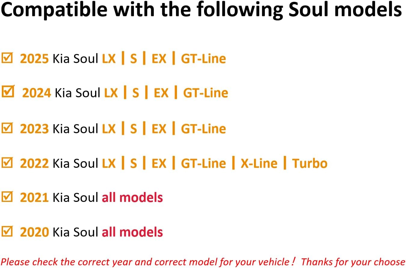 Binmotor-All Weather Floor Mats for Kia Soul 2025 2024 2023 2022 2021 2020, 1st & 2nd Row, Floor Liners for Soul, Car Floor Mats Custom Fit for Kia Soul Accessories