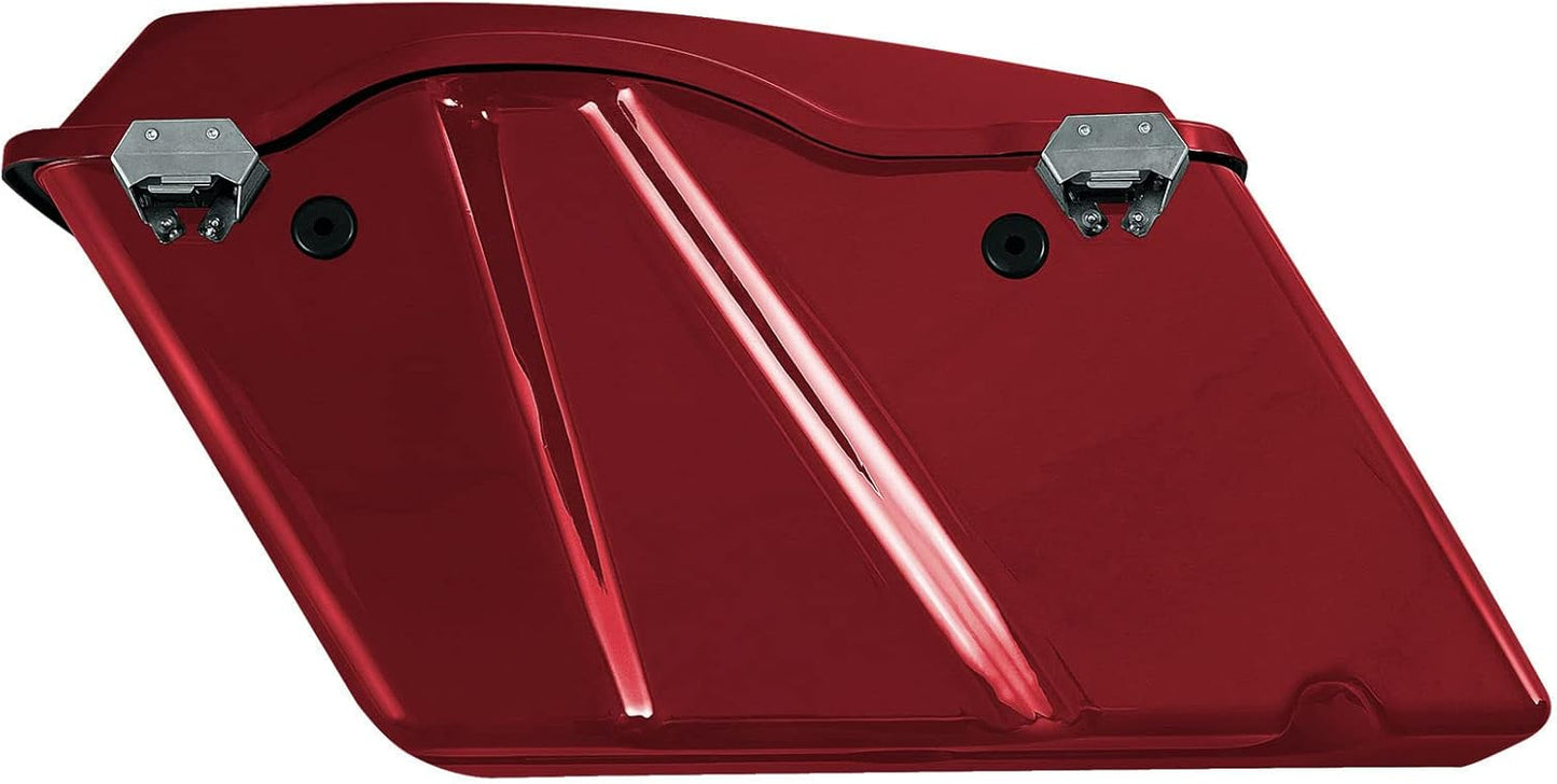 XFMT Motorcycle Red Hard Saddlebags Saddle Bags Trunk W/Lids & Chrome Latches For Harley Touring Road King Street Glide Road Glide Electra Glide 1994-2013