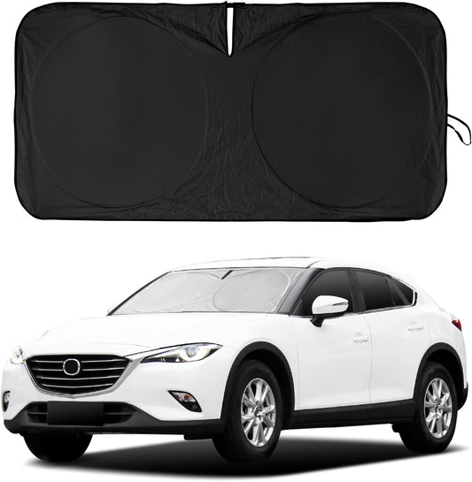Windshield Sun Shade Compatible with 2024 2023 2022 2021 2020 2019 2018 Mazda CX5 CX-5, CX-3, CX-9,Front Window Sunshades 210T Reflective Polyester Sun Visor Cool Car Accessories