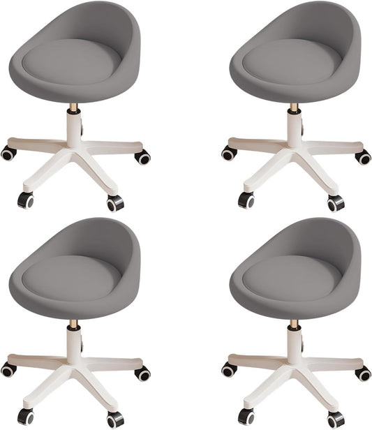 Rolling Stool Set of 4 Rolling Hydraulic Salon Stool with Low Backrest - Adjustable Swivel Chair for SPA, Shop, Salon, Massage, or Medical Office Dark Grey