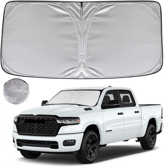 KAYZT Windshield Sun Shade for 2019-2025 2026 Dodge Ram 1500 CrewCab,MegaCab Pickup,2Dr RegularCab,4Dr QuadCab Foldable Sunshade Front Window Custom Fit Car Accessories