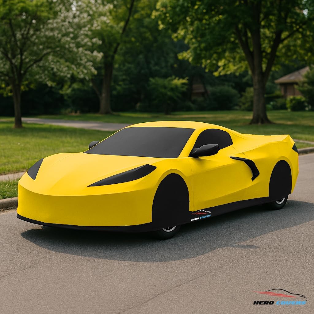 C8 Car Cover Fit for Corvette C8 Indoor and Outdoor Protection (Yellow)