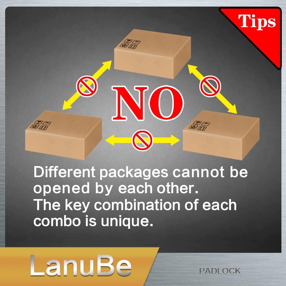 LanuBe Lock Laminated keyed Padlock (1-9/16", 40mm), keyed Alike Locks, Normal Shackle,Marked Black Plastic Hoop, Pack of 100