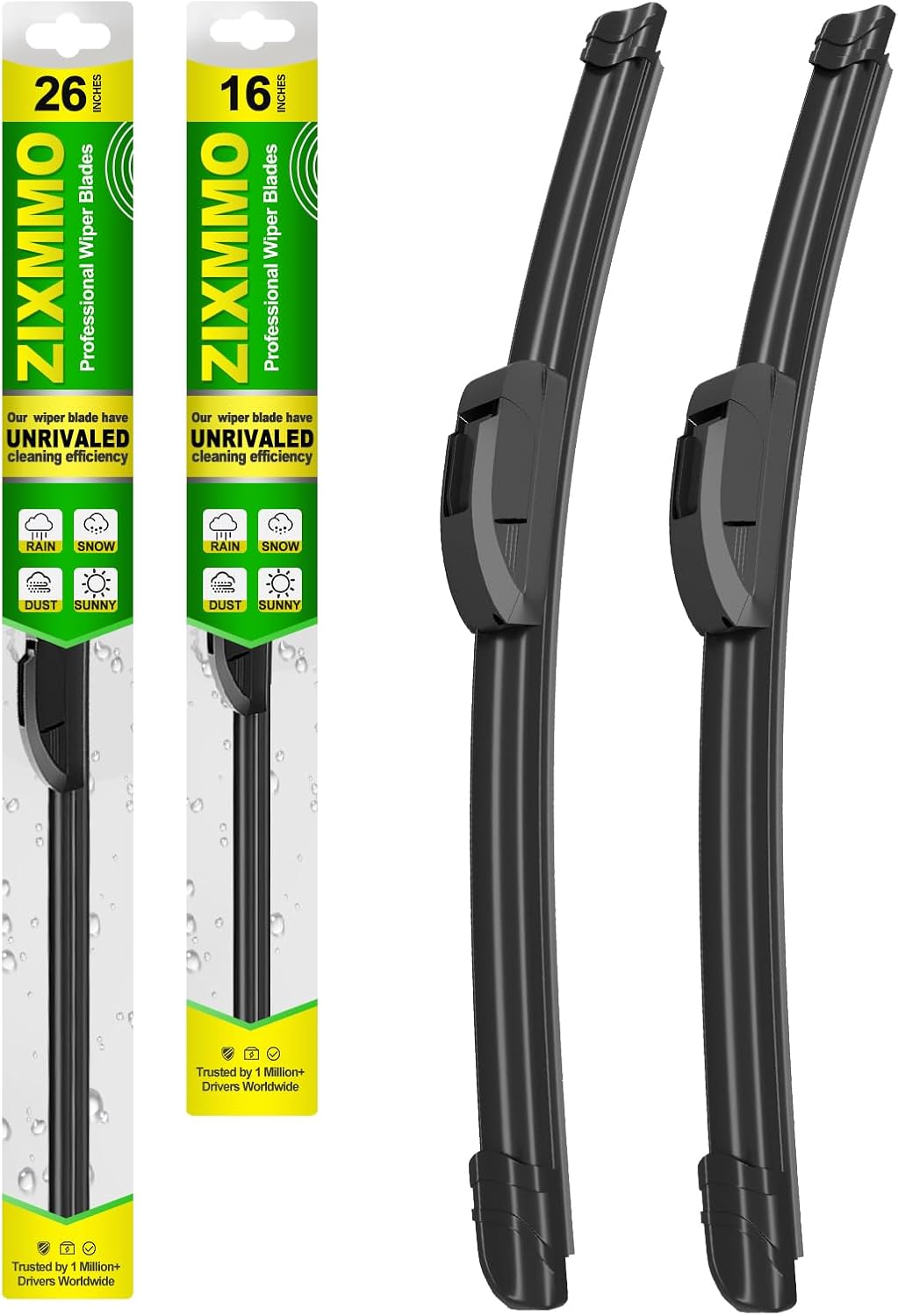OEM Quality 26in + 16in Premium All-Season Windshield Wiper Blades for Original Equipment Replacement(Set of 2)