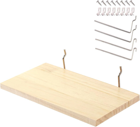 Shelves for PegBoard, Pine Wooden Pegboard Shelf Wall Organizer, Wooden Board for Walls Home, Garage Tool Storage, Office Organization, Kitchen, Craft Room,1 Pack