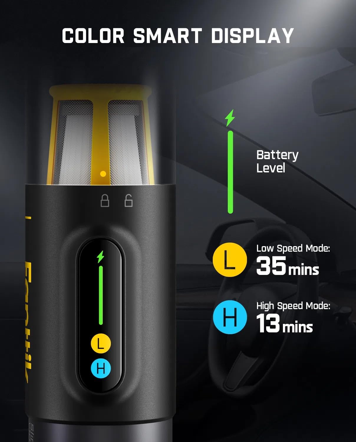 Fanttik Slim V10 Mix Cordless Car Vacuum, 4 in 1 Handheld Air Duster, Color Smart LED Display, 16kPa Suction Power, Cordless Portable Mini Keyboard Vacuum for Car, Office Desk