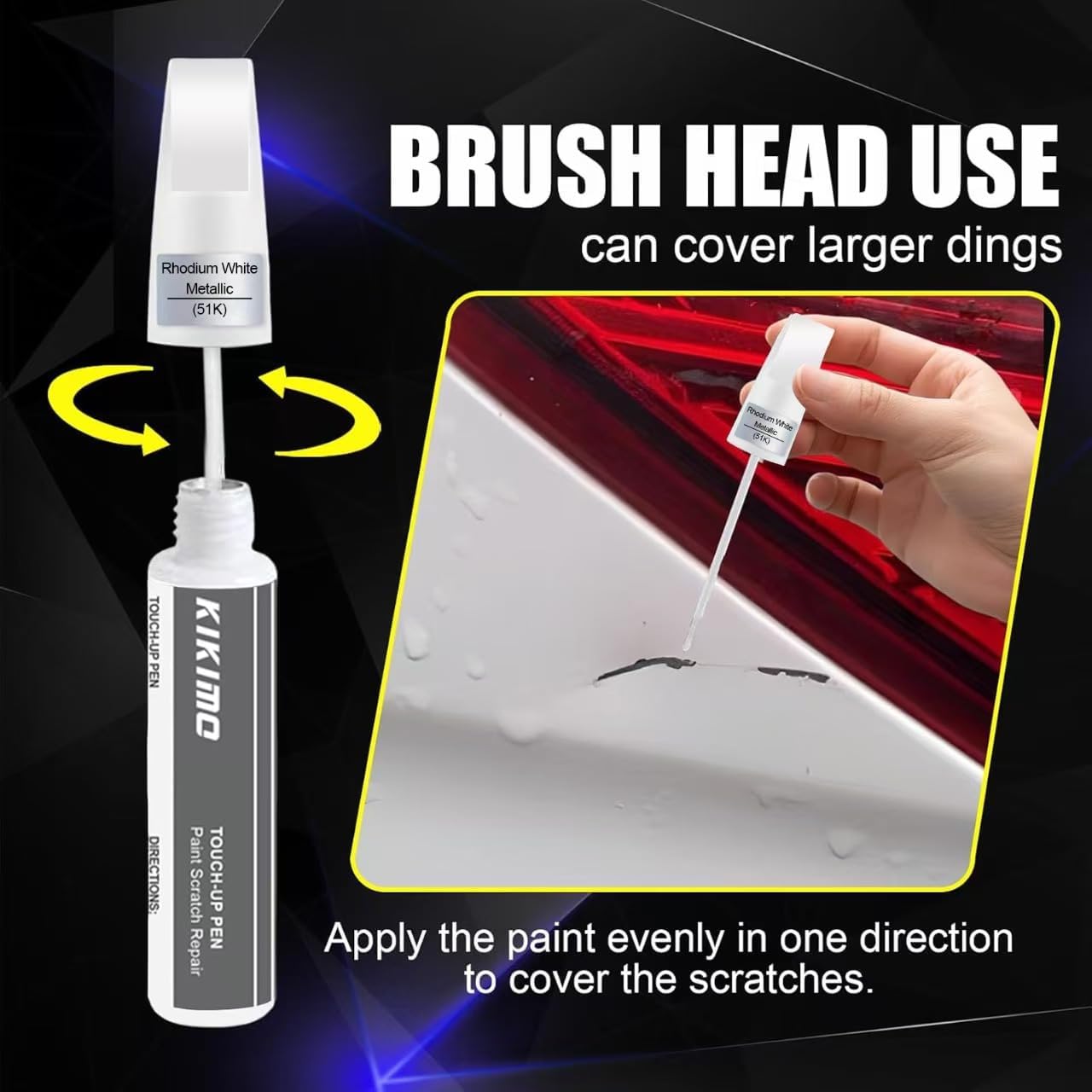 KIKIMO for Mazda Touch Up Paint(Polymetal Gray Metallic(47C)), Car Paint Repair Kit for Mazda, 2 In 1 Scratches Repair with Pen Tip and Brush, Color-Matched for Quick & Easy Fix