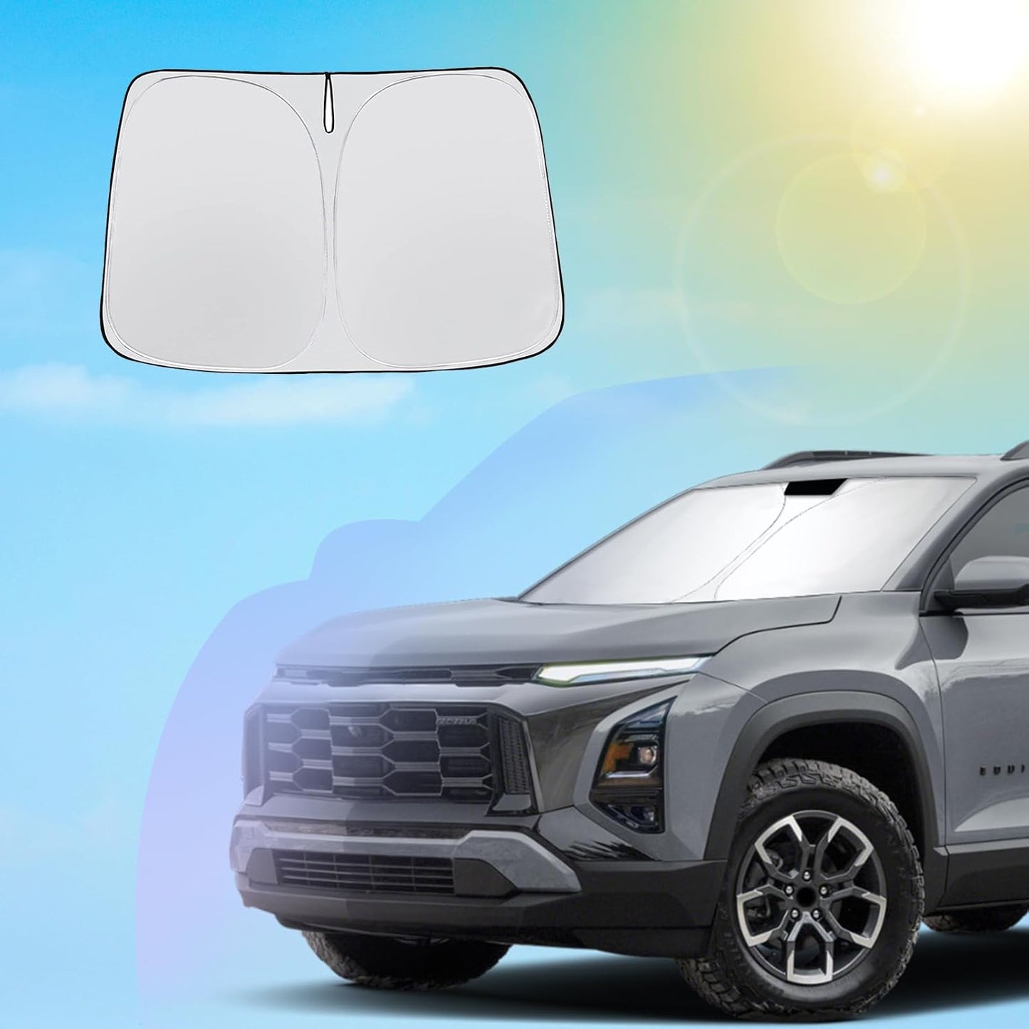 SXCY for 2025 Chevrolet Equinox [Gas] Windshield Sunshade [Not for EV] for Chevy Equinox 2025 Accessories 2025 Chevy Equinox Sunshade Foldable Sun Shield 2025 Chevy Equinox Sun Shade Block UV Rays