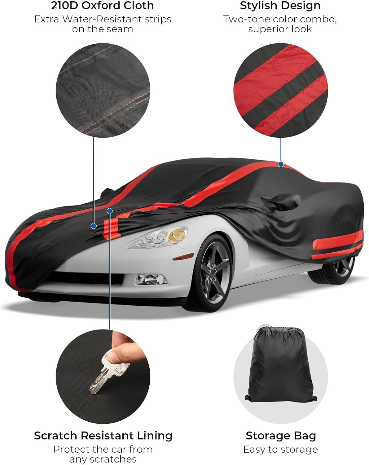 ISSYAUTO Car Cover Compatible with 2005-2013 Corvette C6 Stingray Z06 Z51, Waterproof All Weather Indoor Outdoor C6 Corvette Car Cover