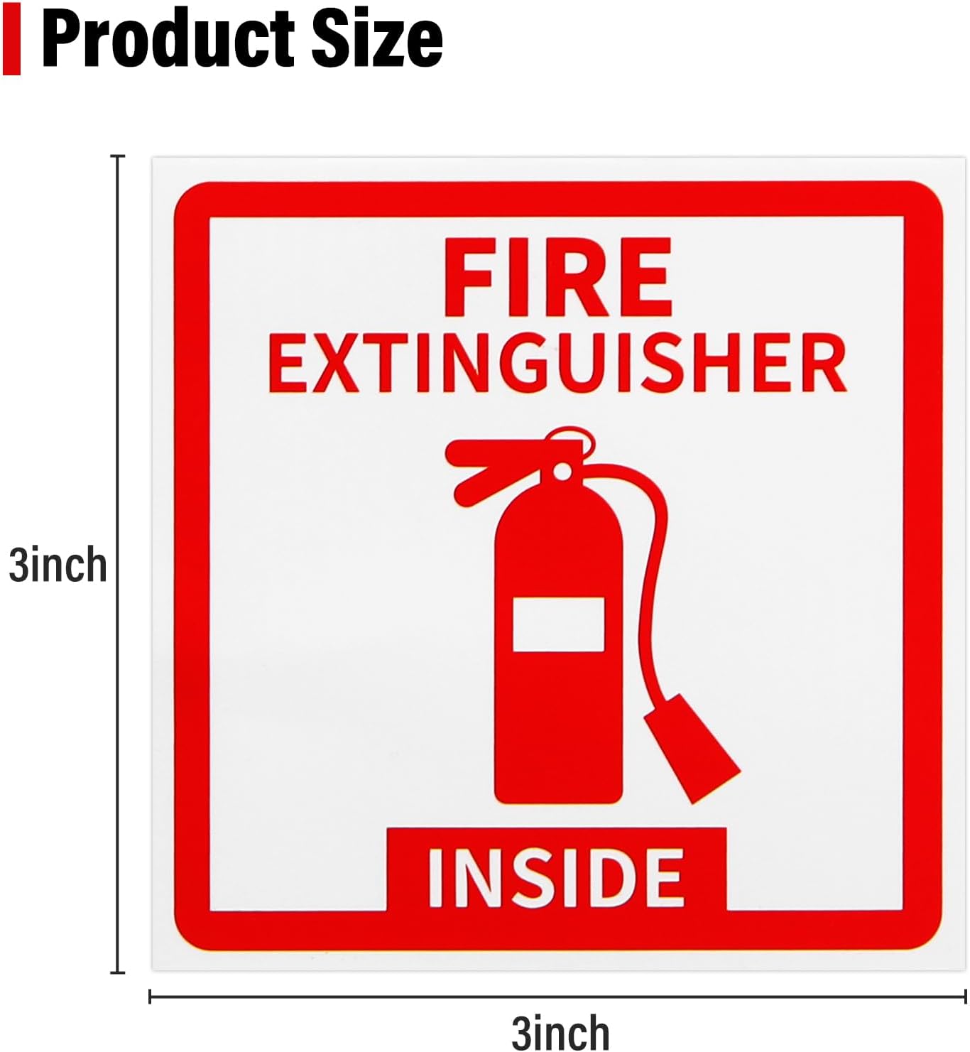 Madrigal Fire Extinguisher Inside Sticker Sign,8Pack 3x3" Self-Adhesive Vinyl, Weatherproof & UV Protected for Cars, Trailers, Rv's, Trucks and Vehicles, Red on White