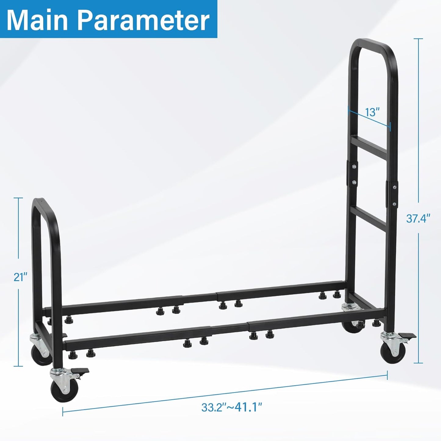 Rolling Tire Rack 43.5" x 13" x 37.4", 2 in 1 Metal Garage Tire Storage Rack w/4 Swivel Casters with Brake for Garage Storage