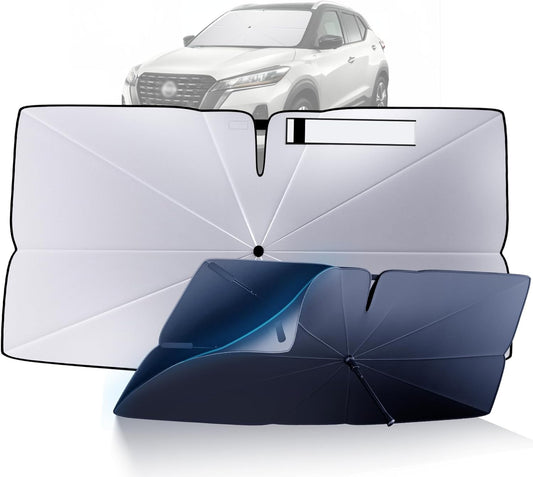 Windshield Sun Shade Umbrella: Custom Fit for 2018-2024 Nissan Kicks S/SV/SR (P15D) - Double Thickened Foldable Sunshade, Superior UV & Heat Protection, Keeps Subcompact Crossover SUV Cool